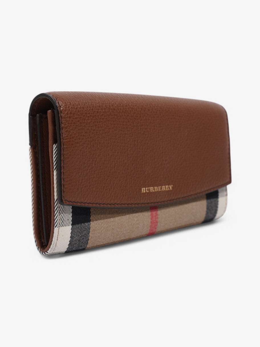 Burberry House Check and Leather Continental Wallet Brown / Beige Checkered Leather Image 4