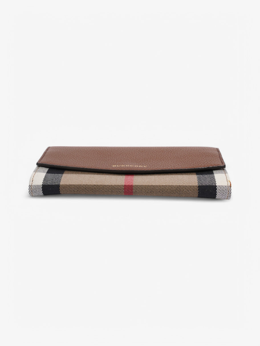 Burberry House Check and Leather Continental Wallet Brown / Beige Checkered Leather Image 5