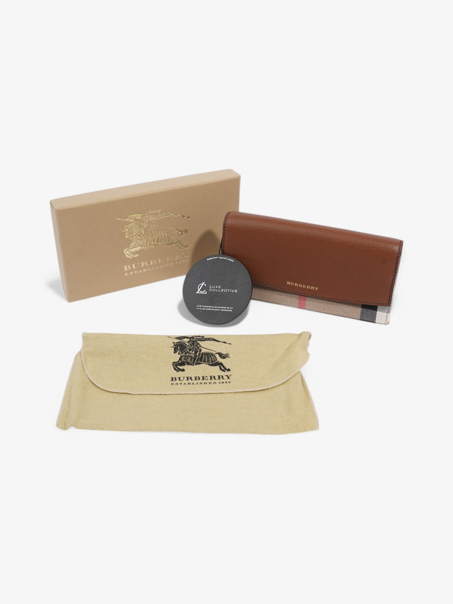 Burberry House Check and Leather Continental Wallet Brown / Beige Checkered Leather Image 9