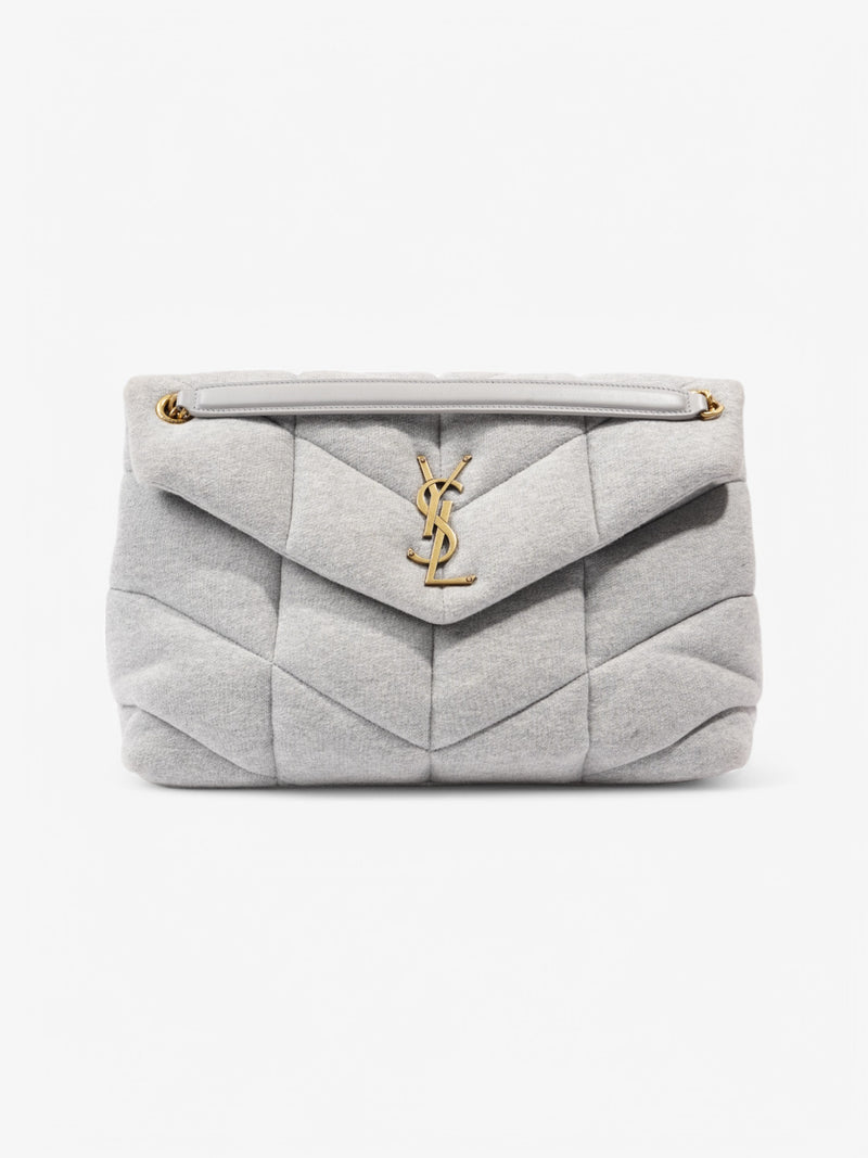  Saint Laurent Loulou Puffer Crossbody Bag Grey Fabric