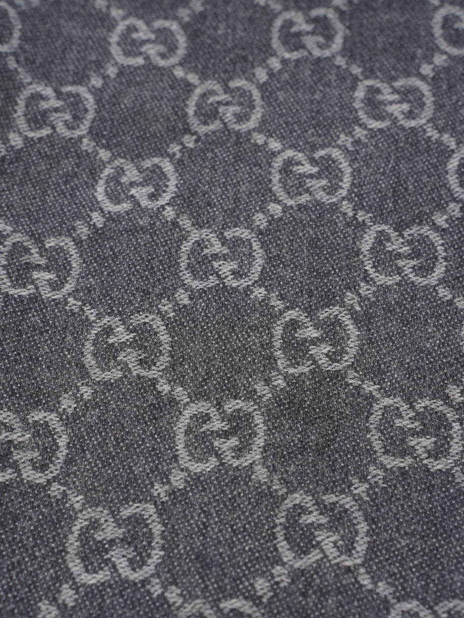 Gucci GG Jacquard Scarf Grey Wool Image 2