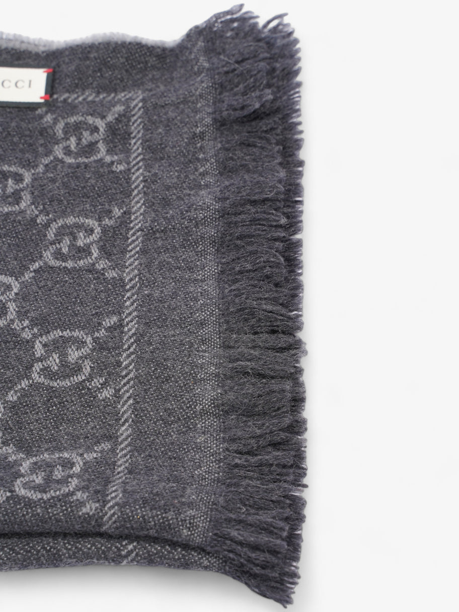Gucci GG Jacquard Scarf Grey Wool Image 3