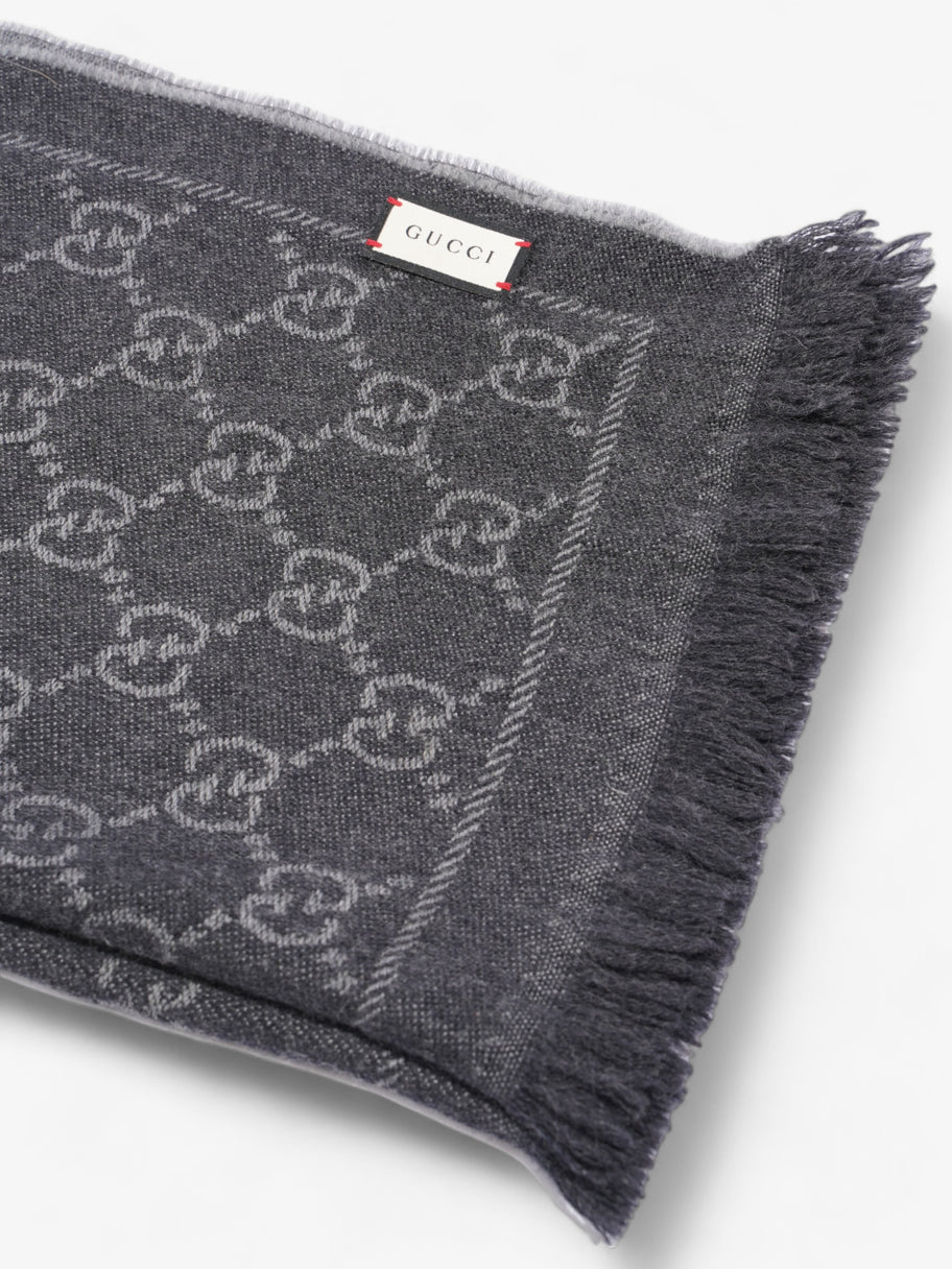 Gucci GG Jacquard Scarf Grey Wool Image 4