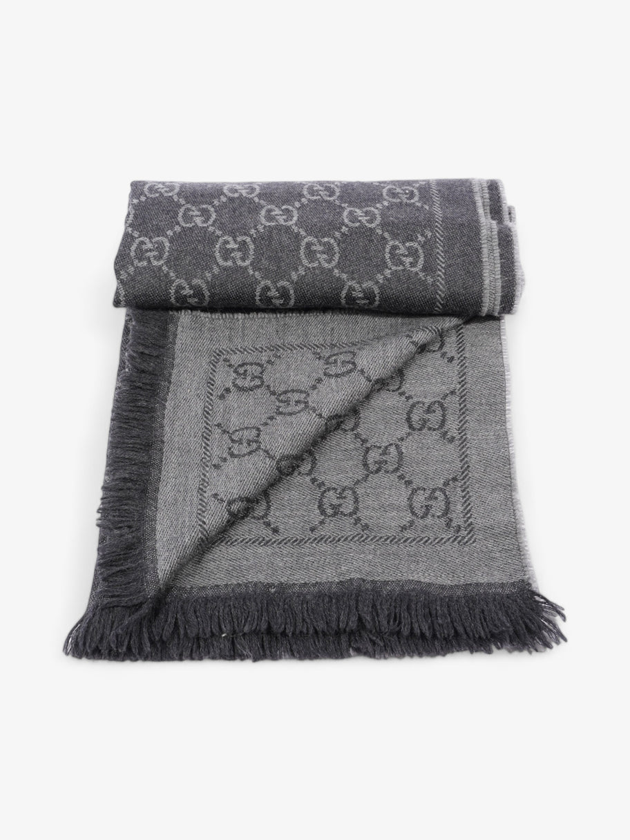 Gucci GG Jacquard Scarf Grey Wool Image 5