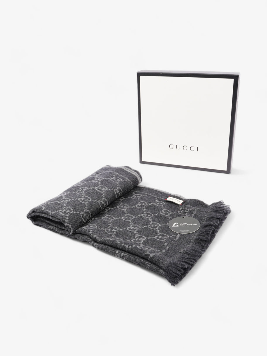 Gucci GG Jacquard Scarf Grey Wool Image 6