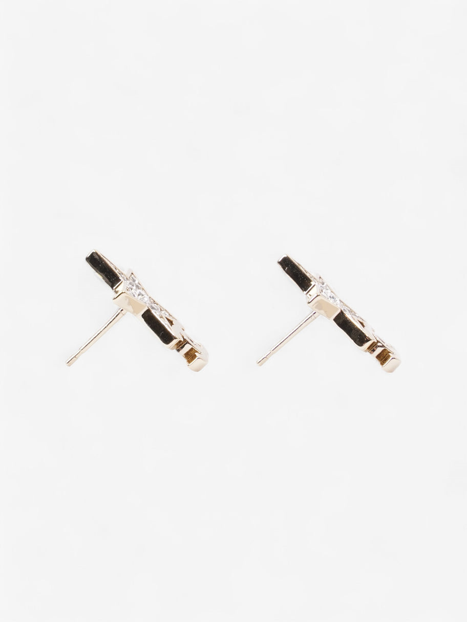 Chanel CC Star Crystal Earrings Light Gold / White Base Metal Image 2