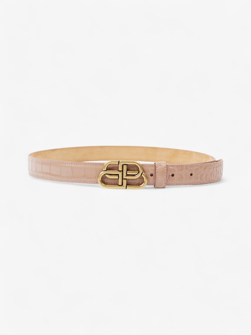  Balenciaga Logo Buckle Belt Pink Crocodile Leather 85cm 33