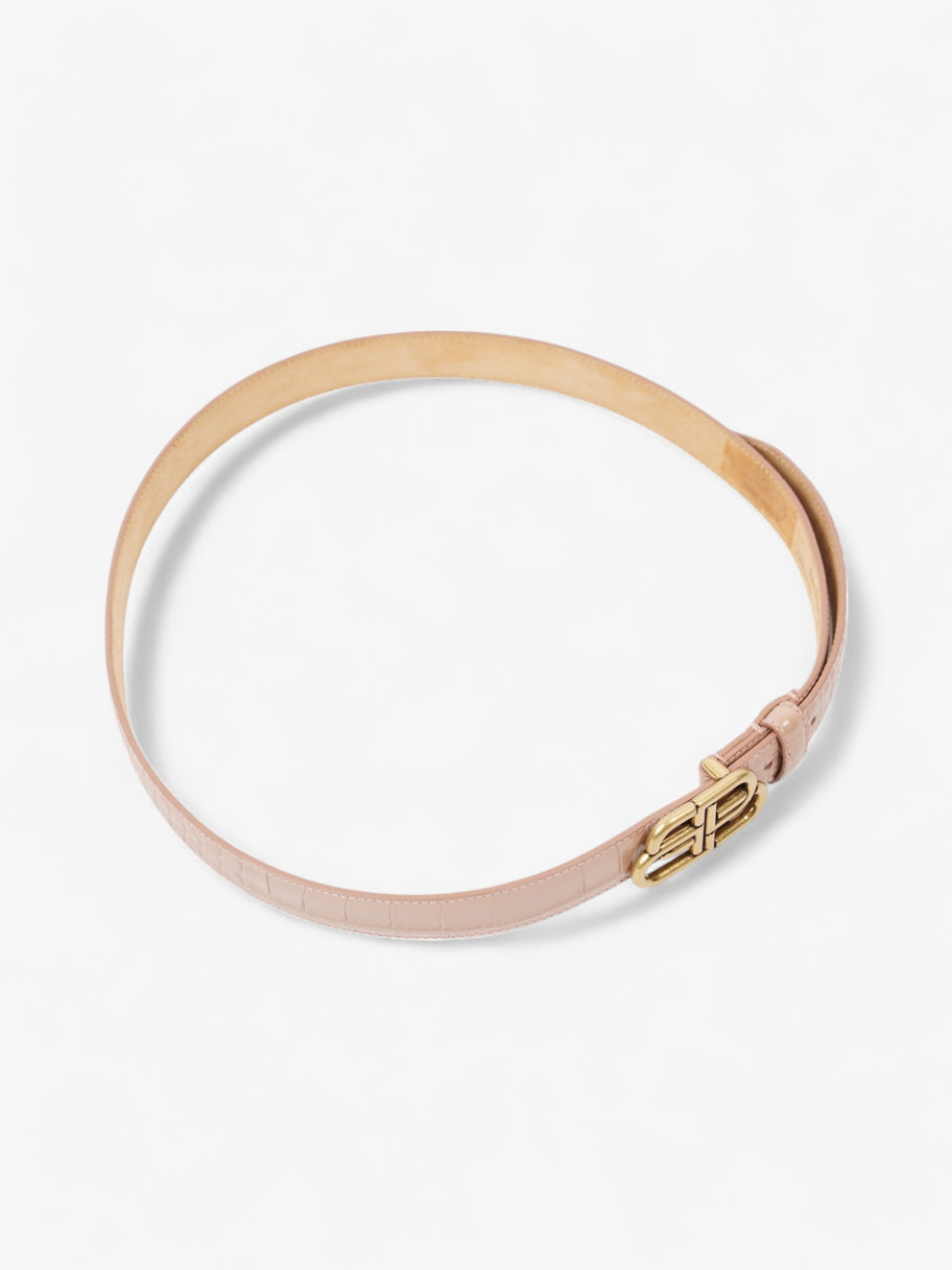 Balenciaga Logo Buckle Belt Pink Crocodile Leather 85cm 33