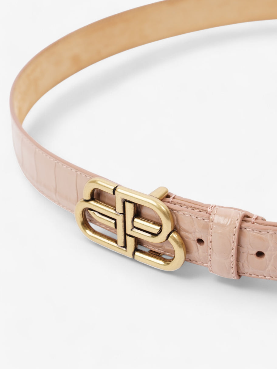 Balenciaga Logo Buckle Belt Pink Crocodile Leather 85cm 33