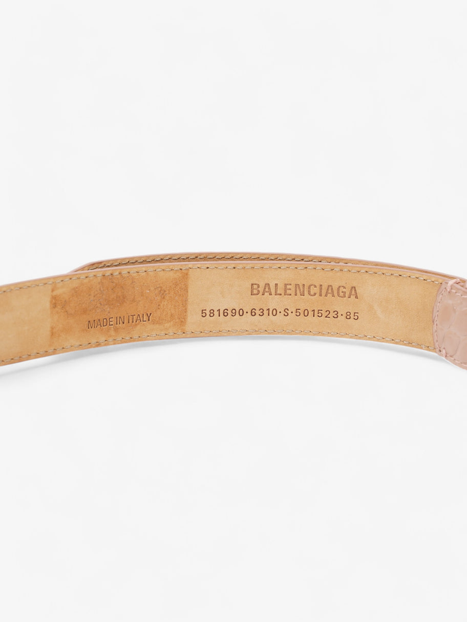 Balenciaga Logo Buckle Belt Pink Crocodile Leather 85cm 33