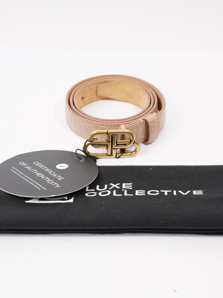 Balenciaga Logo Buckle Belt Pink Crocodile Leather 85cm 33