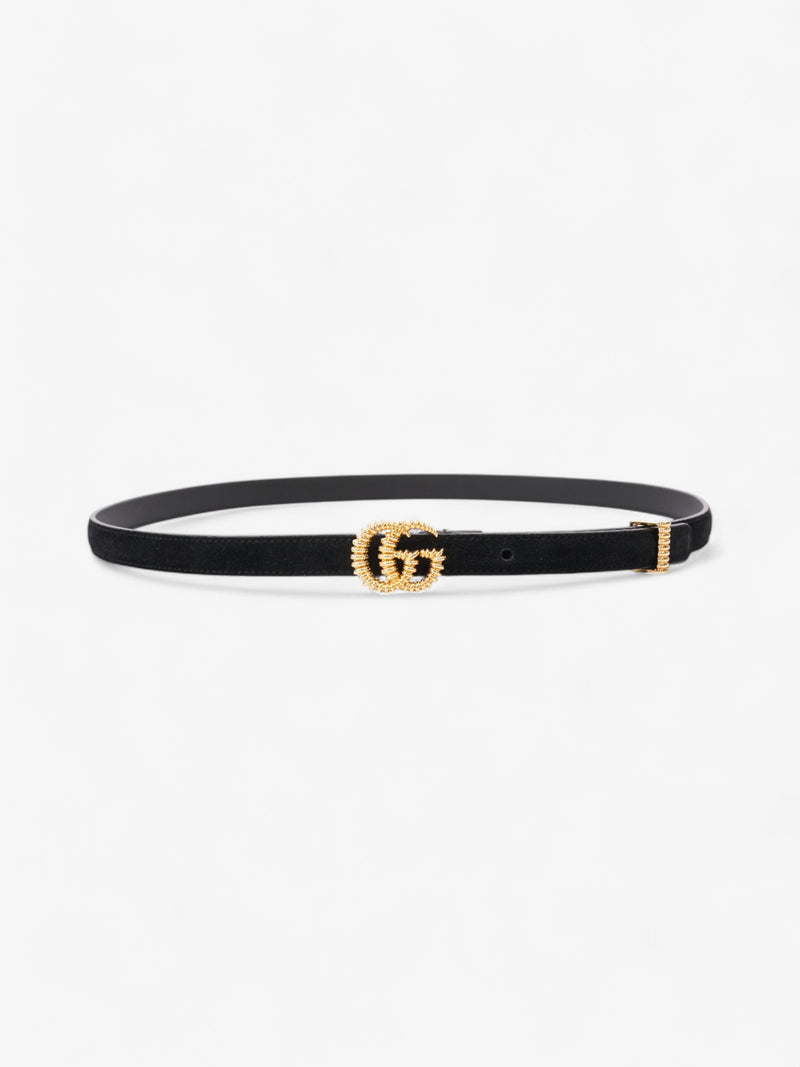  Gucci GG Marmont Thin Belt Black / Gold Suede 90cm / 36