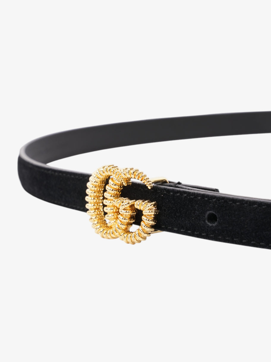 Gucci GG Marmont Thin Belt Black / Gold Suede 90cm / 36