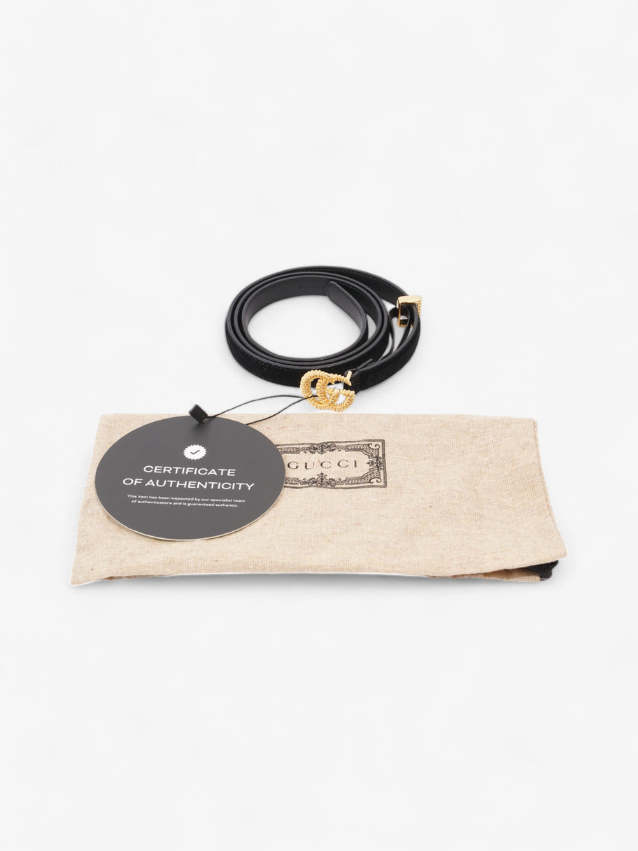 Gucci GG Marmont Thin Belt Black / Gold Suede 90cm / 36