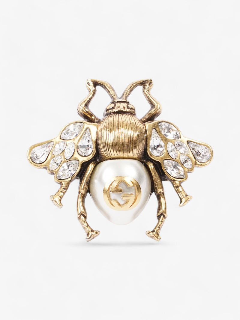 Gucci GG Bee Ring Antique Gold / Pearl Base Metal 13 (Circumference - 53mm)