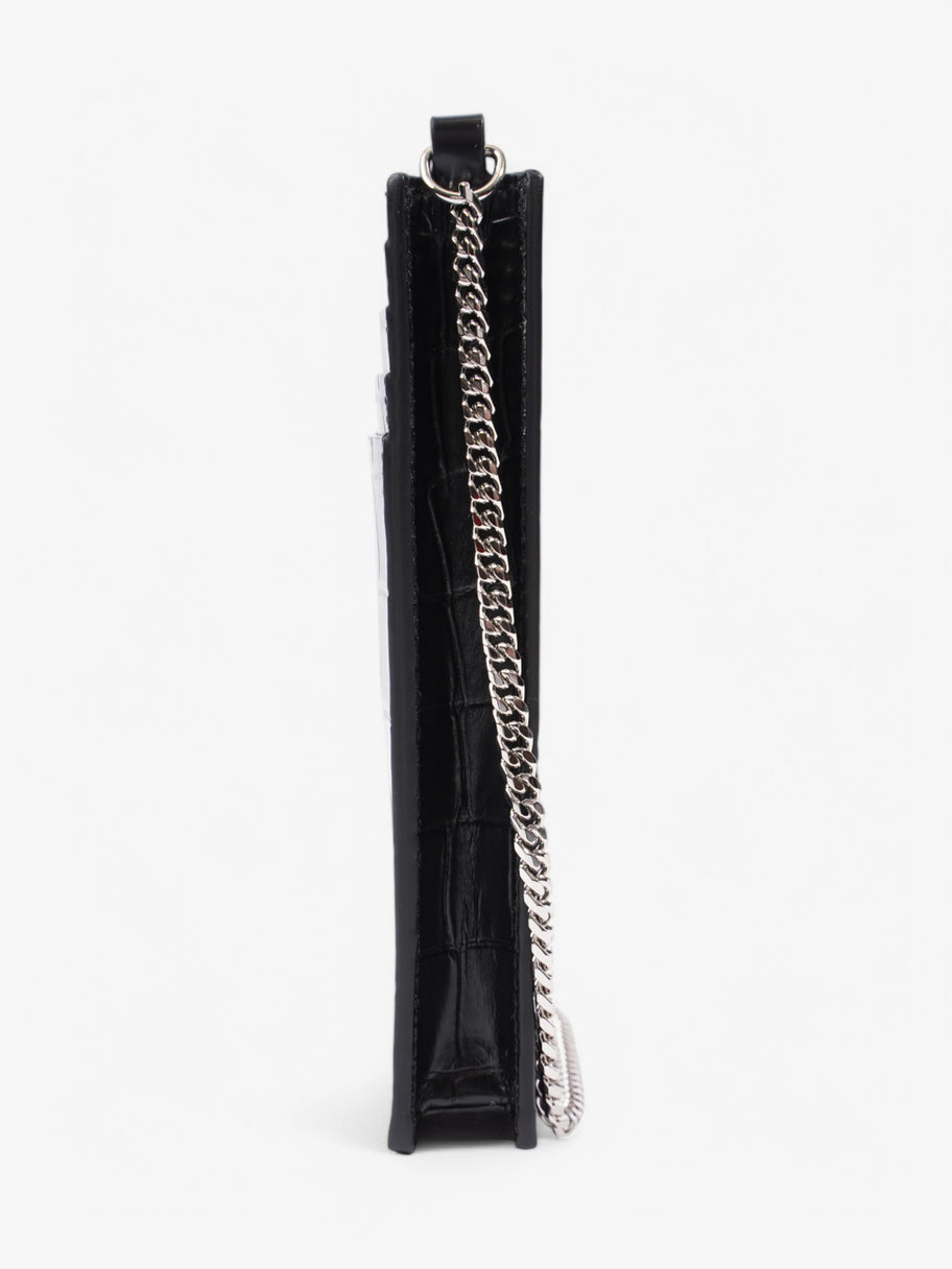 Alexander McQueen Skull-Embellished Croc-Embossed Leather Phone Case Black Crocodile Leather Image 5