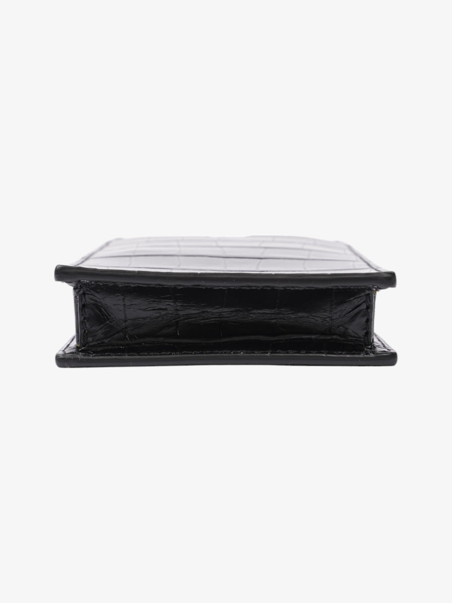 Alexander McQueen Skull-Embellished Croc-Embossed Leather Phone Case Black Crocodile Leather Image 6