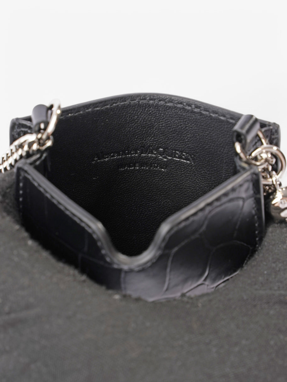 Alexander McQueen Skull-Embellished Croc-Embossed Leather Phone Case Black Crocodile Leather Image 7