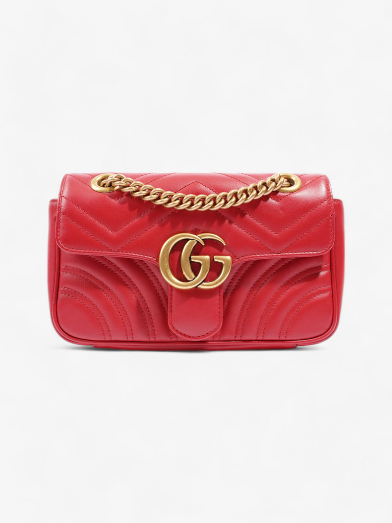  Gucci GG Marmont Red Matelasse Leather Mini