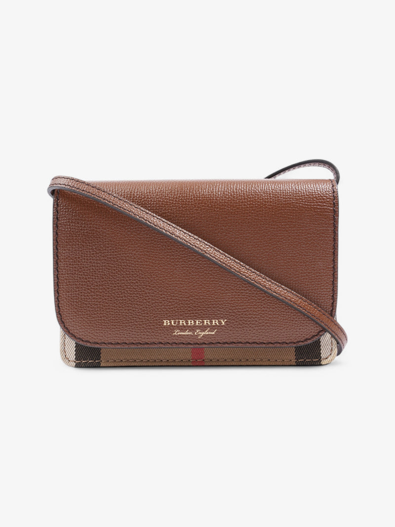  Burberry Hampshire Chain Wallet Brown / Check Leather