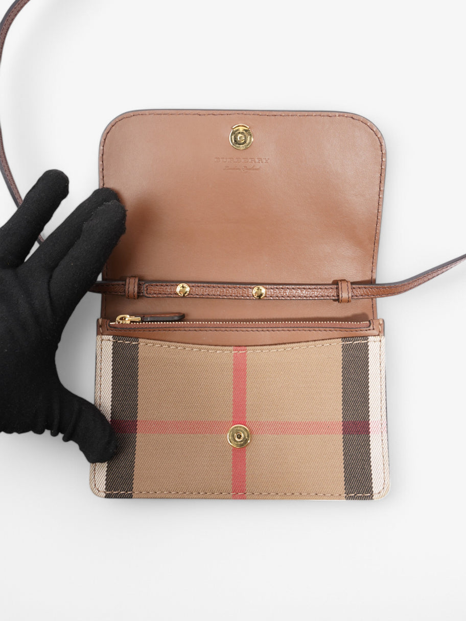 Burberry Hampshire Chain Wallet Brown / Check Leather Image 8