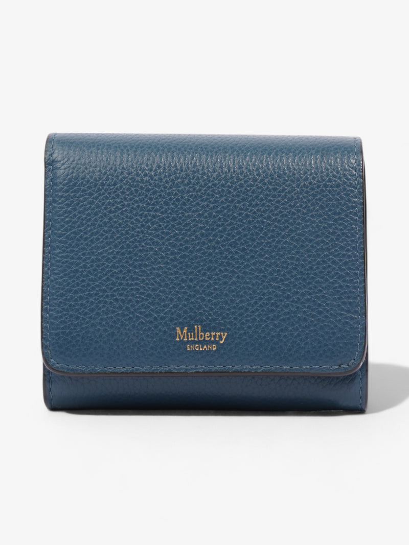  Mulberry Trifold Wallet Blue Grained Leather