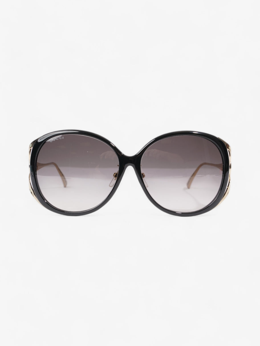 Gucci GG Web Sunglasses Black / Gold / Green Acetate 130mm Image 1