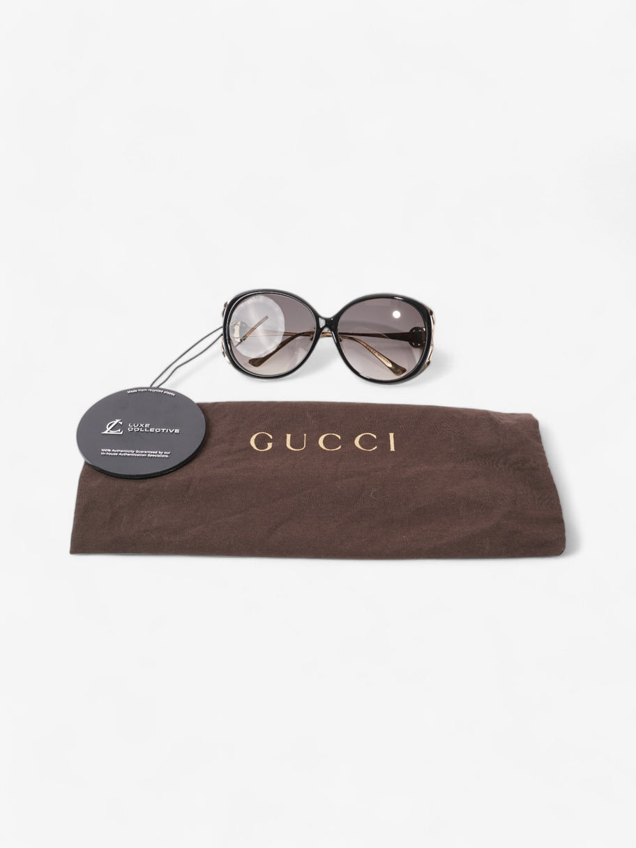 Gucci GG Web Sunglasses Black / Gold / Green Acetate 130mm Image 6