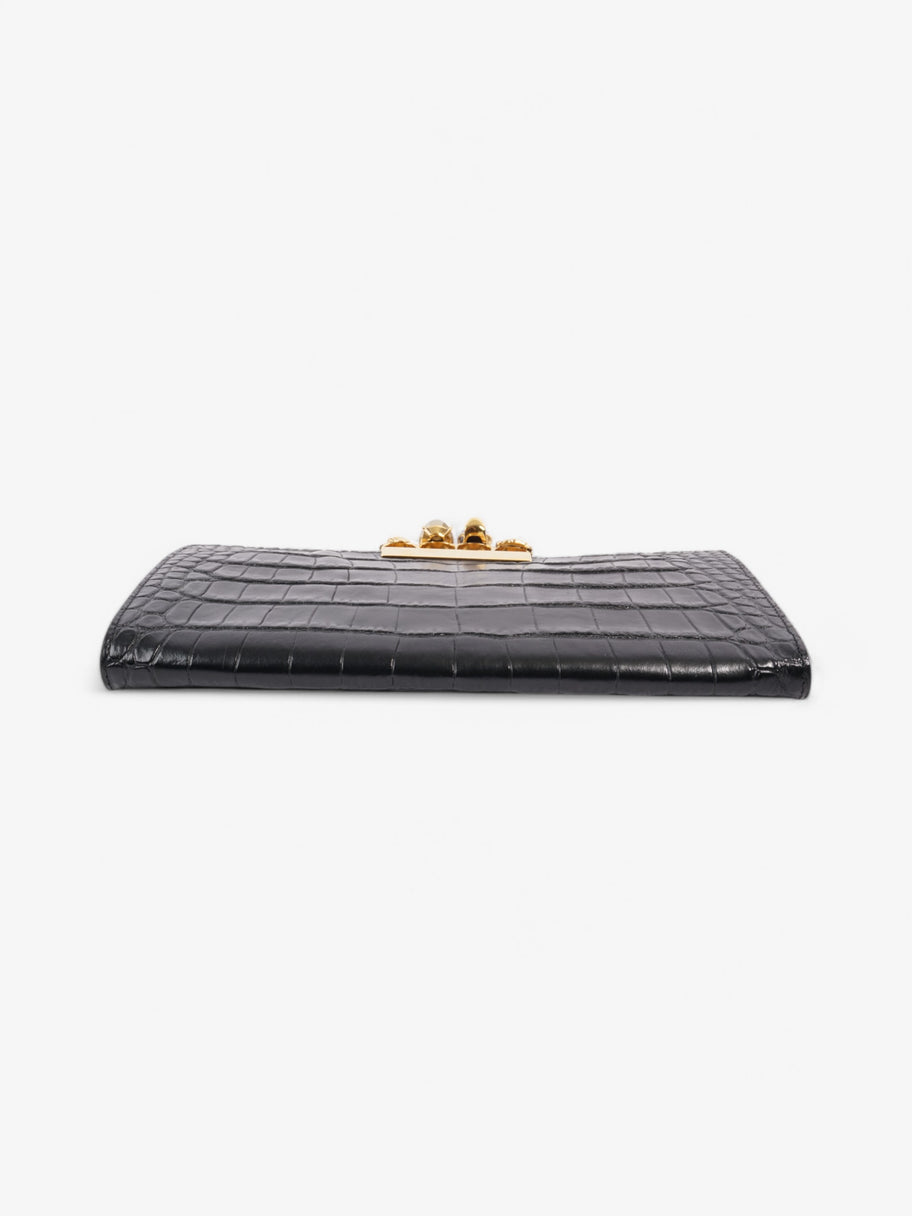 Alexander McQueen Skull Four-Ring Clutch Black Embossed Leather Image 6