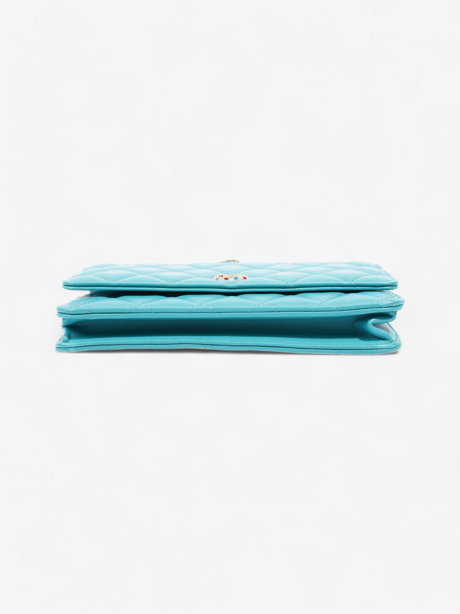 Chanel Classic Wallet on Chain Turquoise Blue  Lambskin Leather Image 6