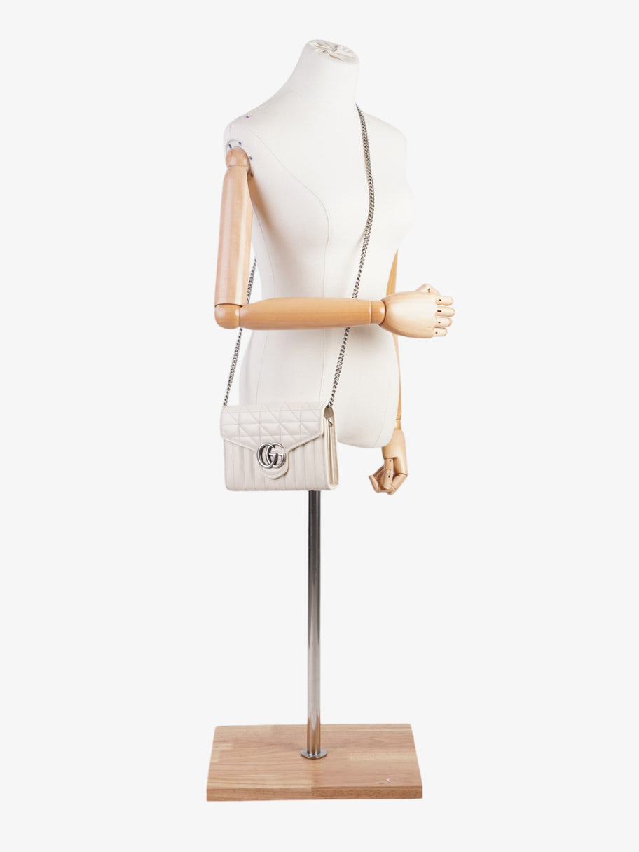 Gucci GG Marmont Chain Wallet White Matelasse Leather Image 2