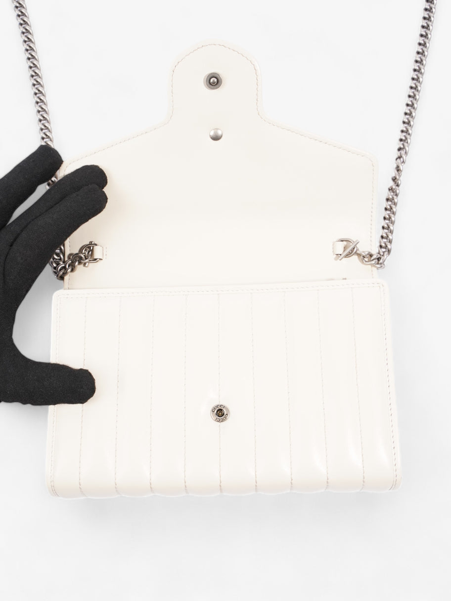 Gucci GG Marmont Chain Wallet White Matelasse Leather Image 7