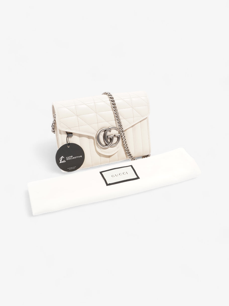 Gucci GG Marmont Chain Wallet White Matelasse Leather Image 9