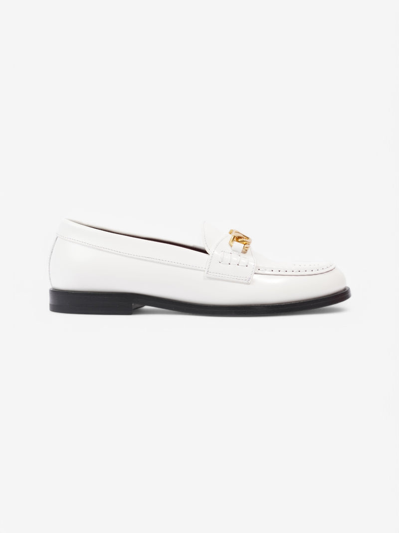  Valentino V Logo Loafers White  / Gold Leather EU 37 UK 4