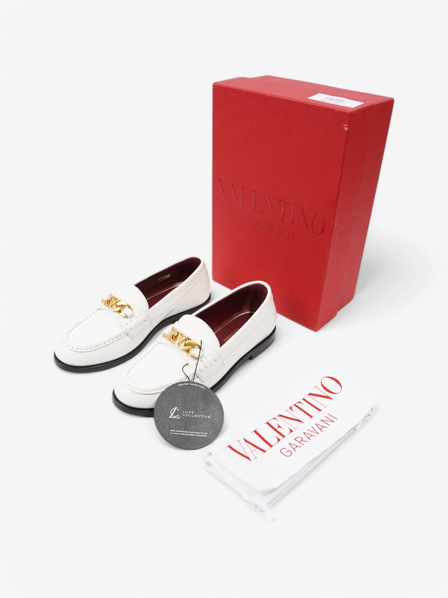 Valentino V Logo Loafers White  / Gold Leather EU 37 UK 4 Image 10