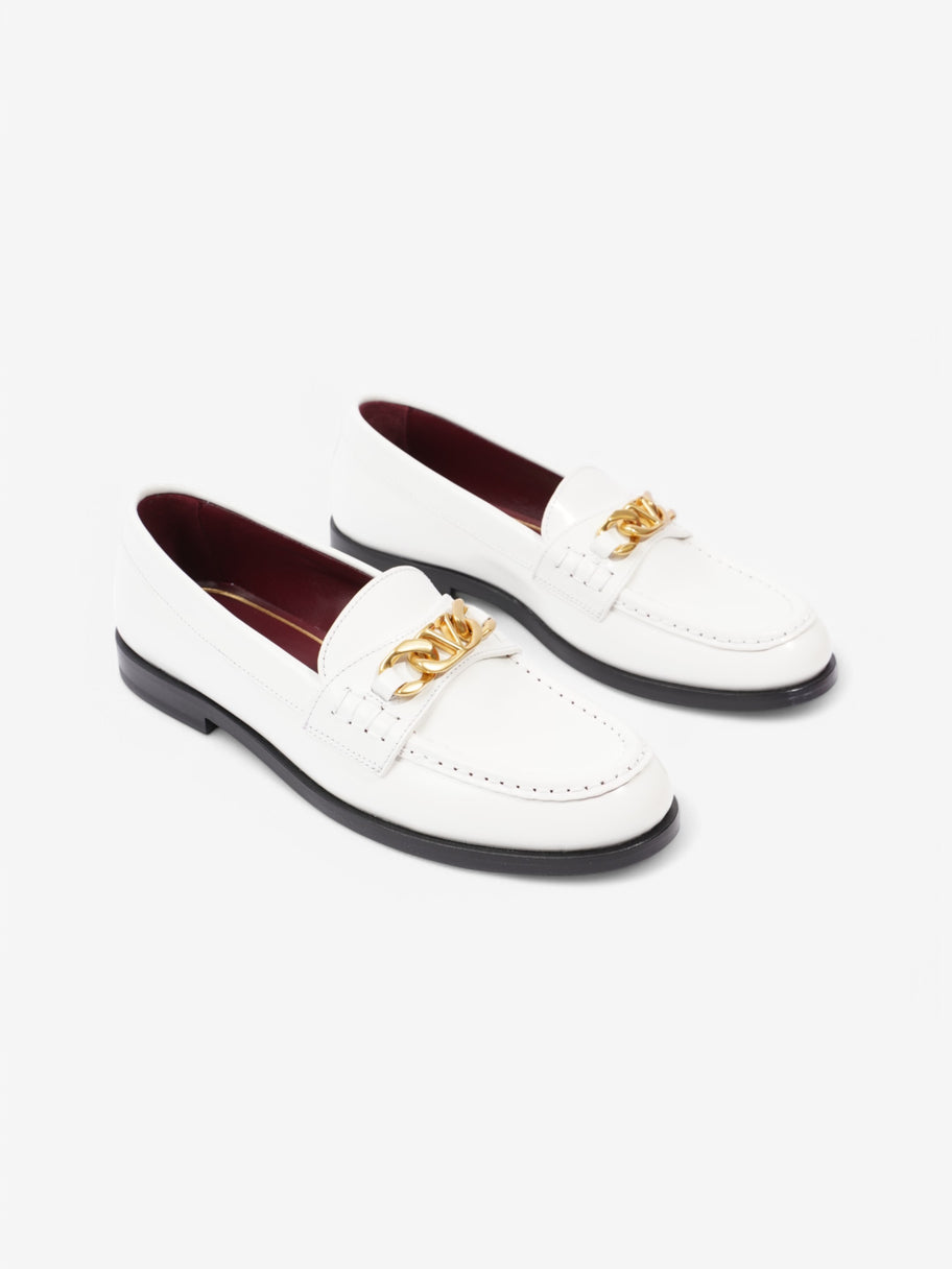 Valentino V Logo Loafers White  / Gold Leather EU 37 UK 4 Image 2