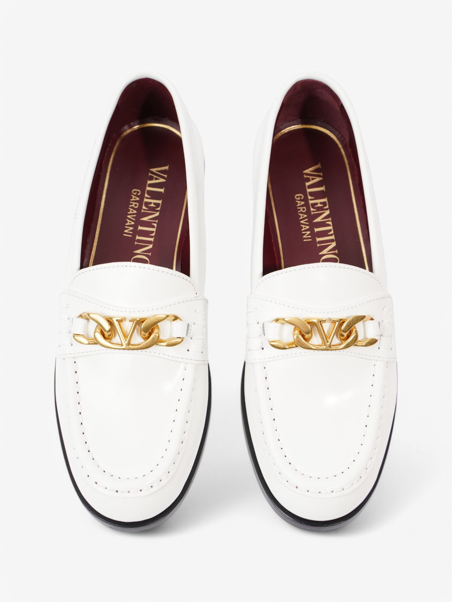 Valentino V Logo Loafers White  / Gold Leather EU 37 UK 4 Image 8