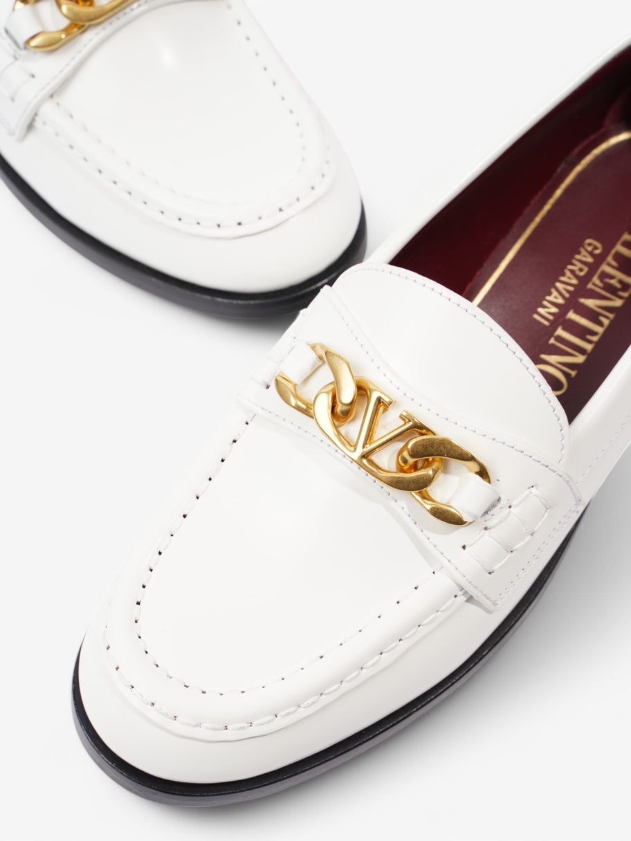 Valentino V Logo Loafers White  / Gold Leather EU 37 UK 4 Image 9
