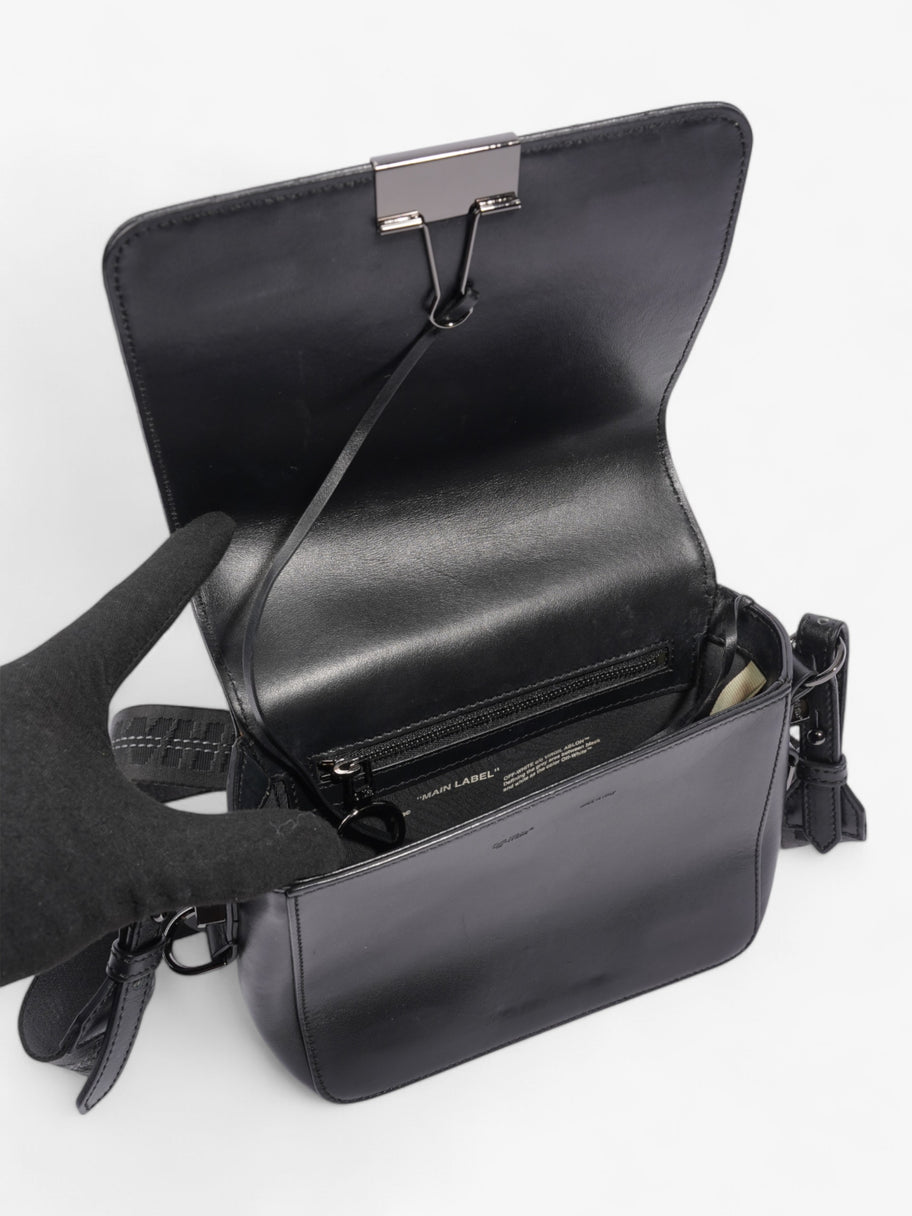 Off White Binder Clip Bag Black Leather Image 9