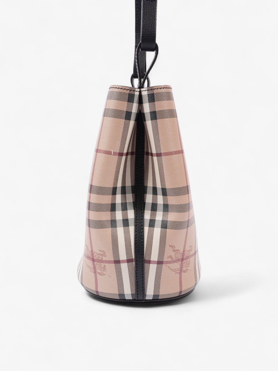 Burberry Lorne Haymarket Check Bucket Bag Beige Checkered Leather Image 3