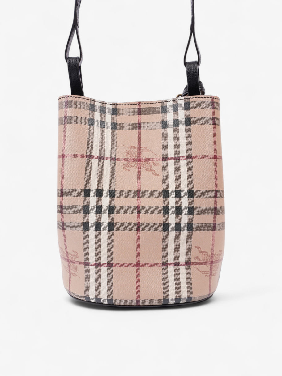 Burberry Lorne Haymarket Check Bucket Bag Beige Checkered Leather Image 4