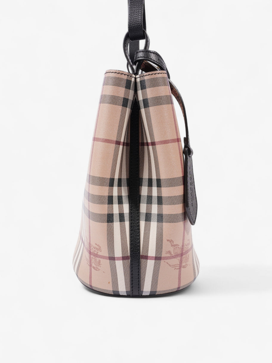 Burberry Lorne Haymarket Check Bucket Bag Beige Checkered Leather Image 5