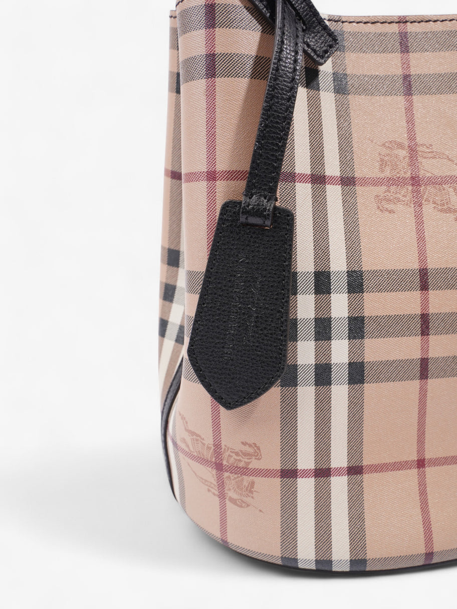Burberry Lorne Haymarket Check Bucket Bag Beige Checkered Leather Image 7