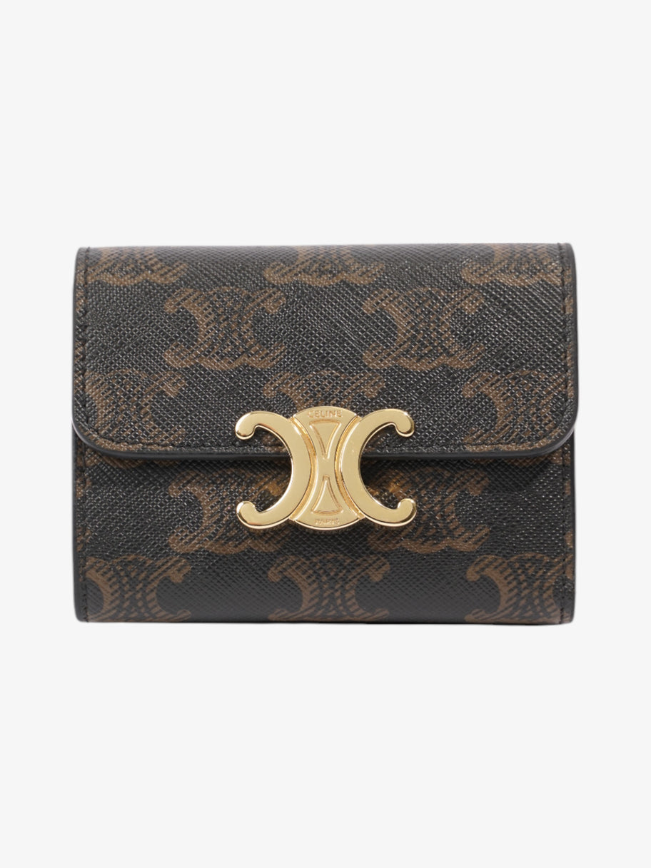 Celine Compact Wallet Brown / Gold Canvas Image 1