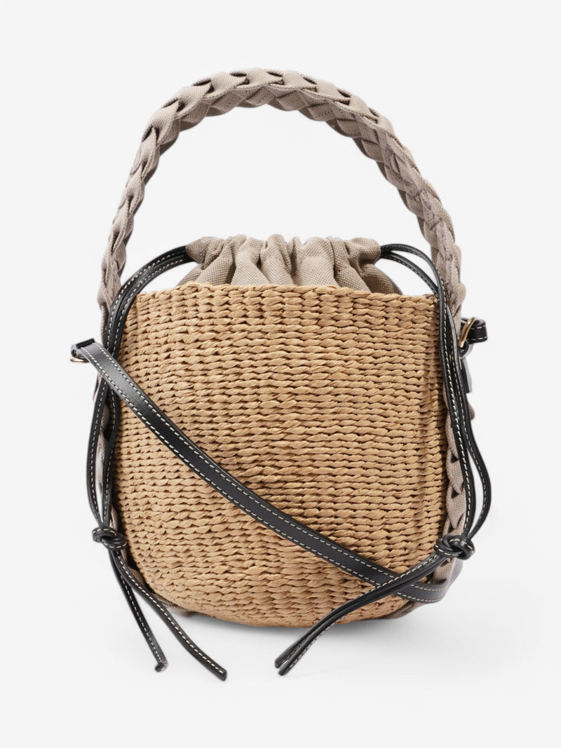  Chloe Woody Raffia Bucket Bag Beige  / Grey Wicker