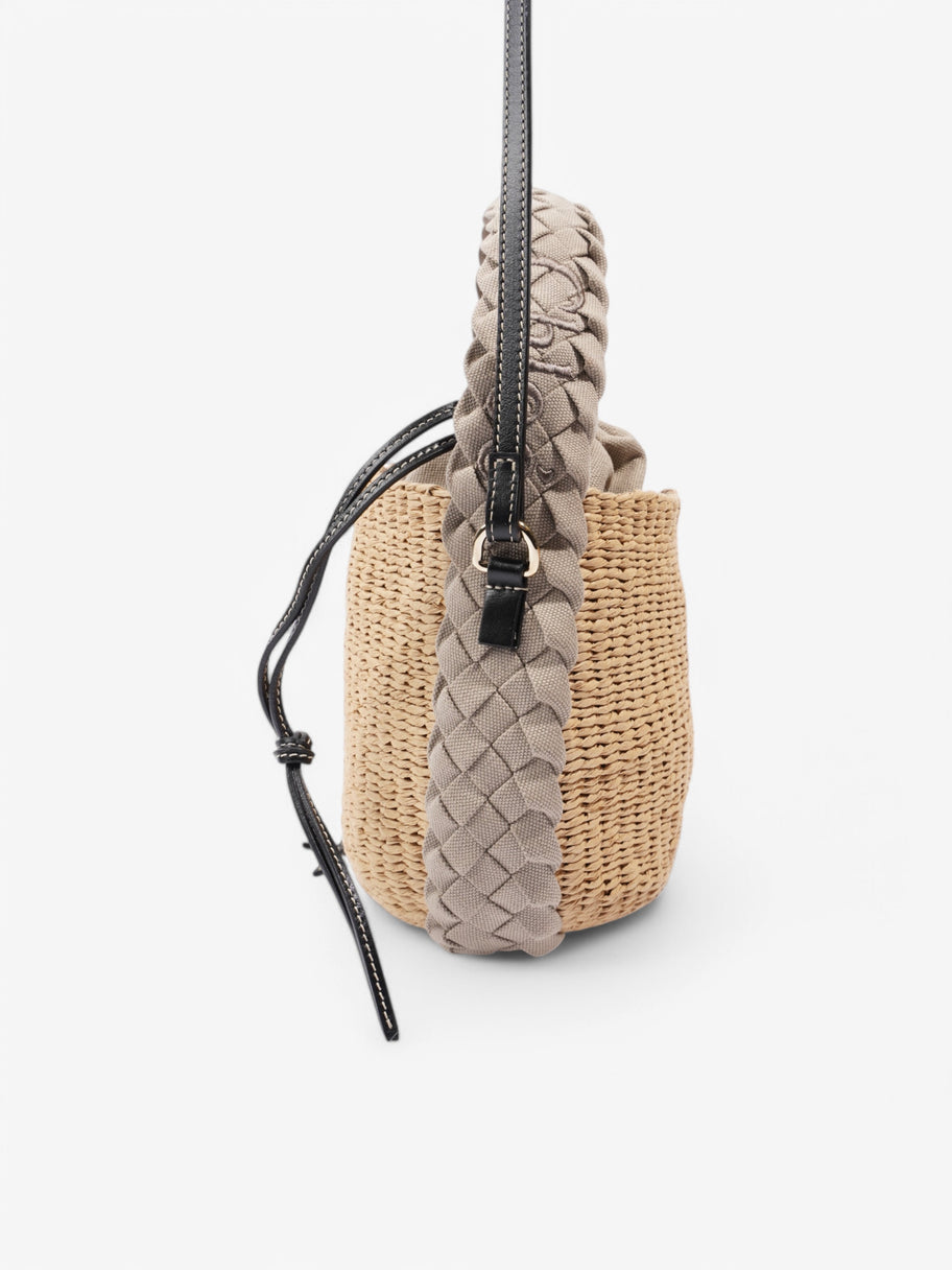 Chloe Woody Raffia Bucket Bag Beige  / Grey Wicker Image 3