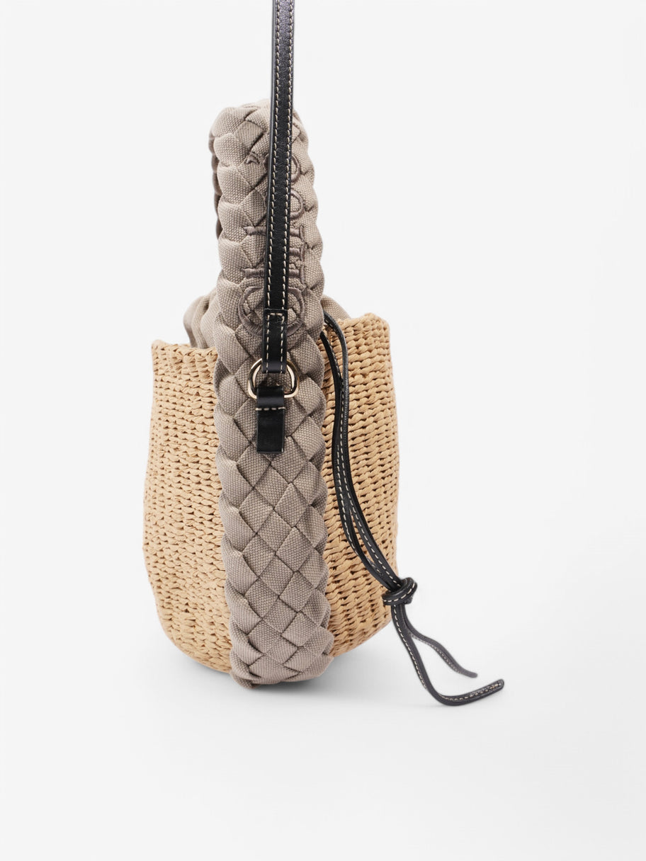 Chloe Woody Raffia Bucket Bag Beige  / Grey Wicker Image 5