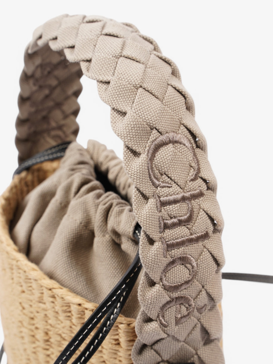 Chloe Woody Raffia Bucket Bag Beige  / Grey Wicker Image 7