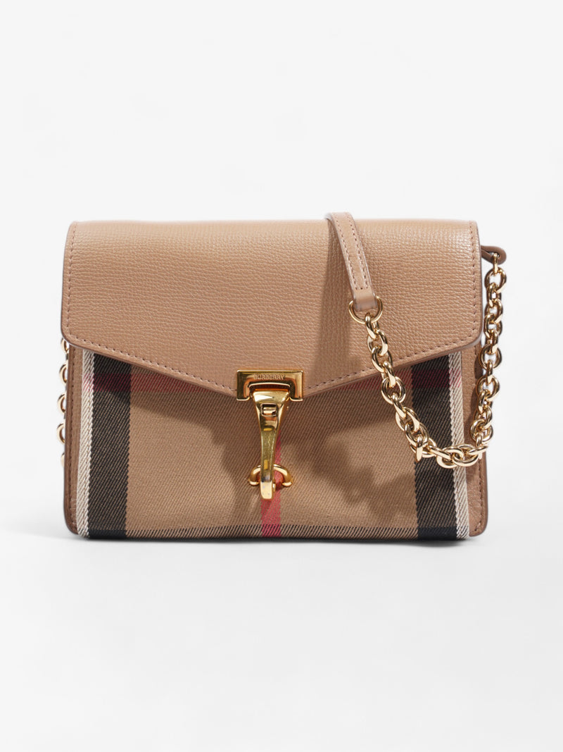  Burberry Macken House Check / Camel Calfskin Leather Baby