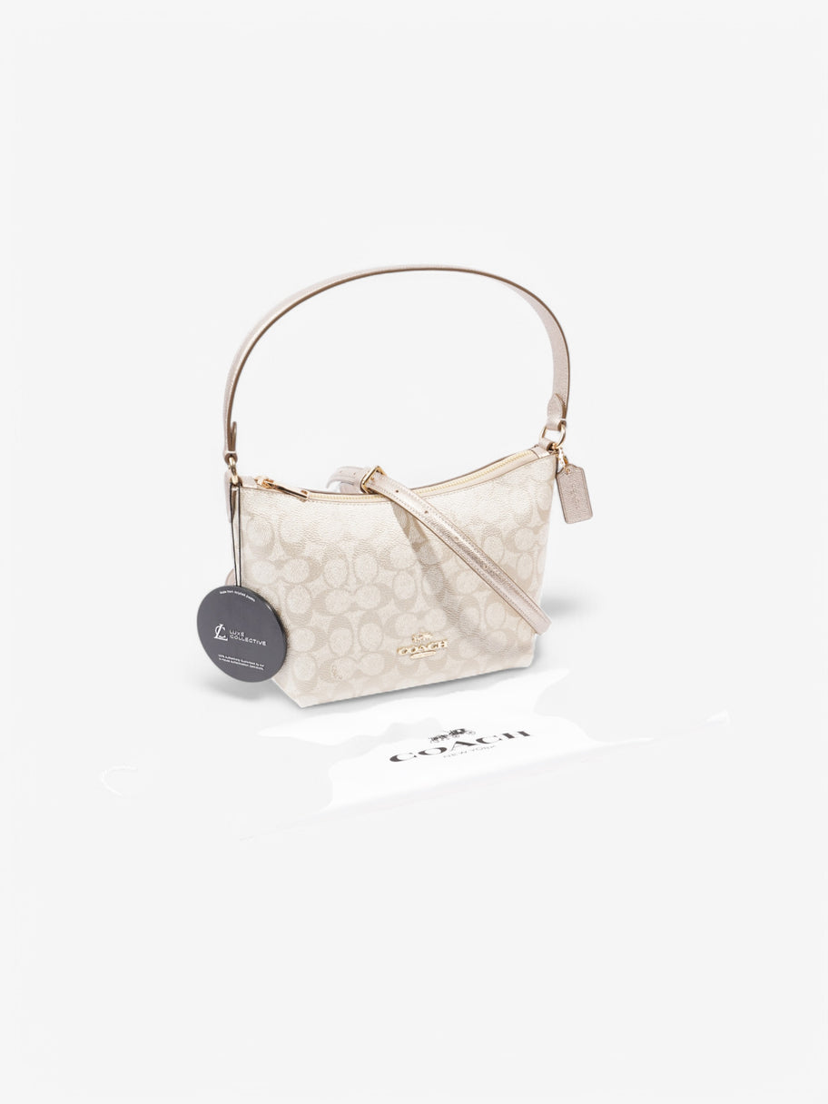 Coach Zip Shoulder Bag White / Beige Coated Canvas Image 10